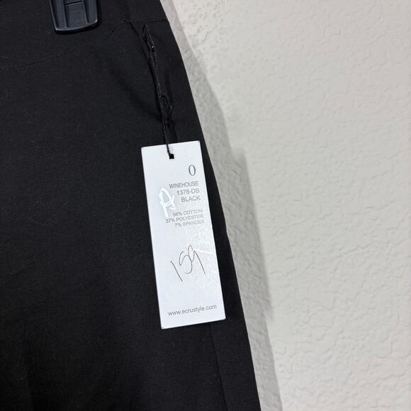 Ecru Womens 0 Straight Crop Chino Pants Black Cotton Blend Slit Hem Stretch - Picture 3 of 9